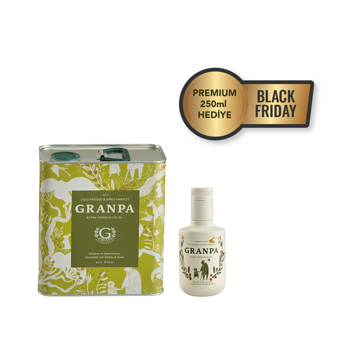 Granpa Gold 2 L ve Granpa Premium Trilye 250 ml zeytinyağı Black Friday hediye seti