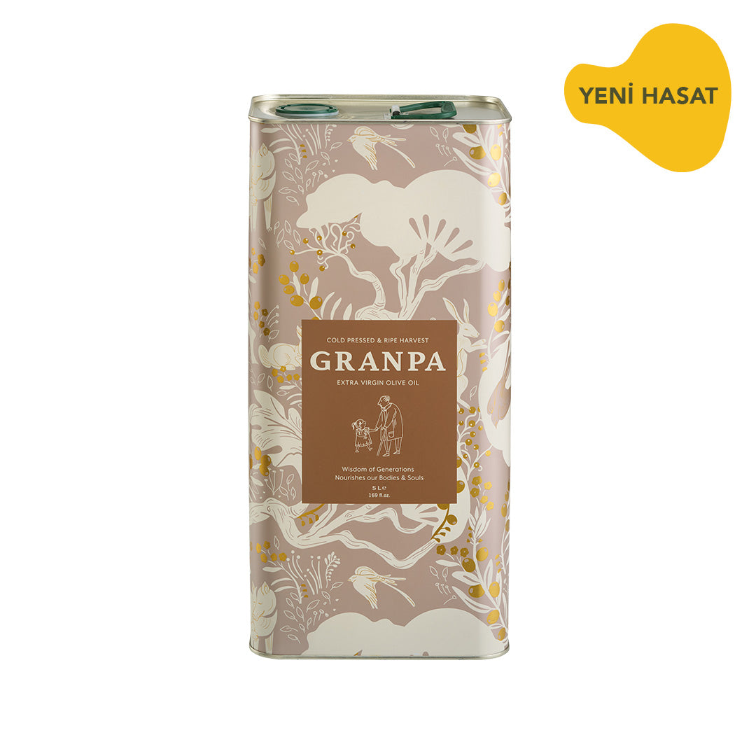 Granpa Olgun Hasat 5 L soğuk sıkım zeytinyağı – premium büyük teneke ambalaj