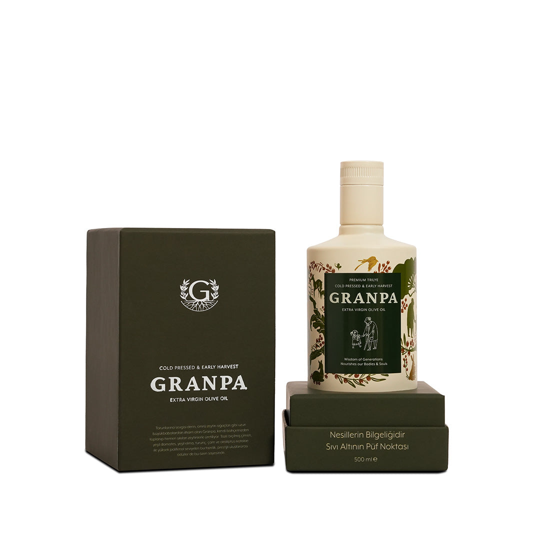 Granpa Yeni Hasat Premium Trilye 500 ml natürel sızma zeytinyağı hediye seti – kutulu özel seri ürün fotoğrafı